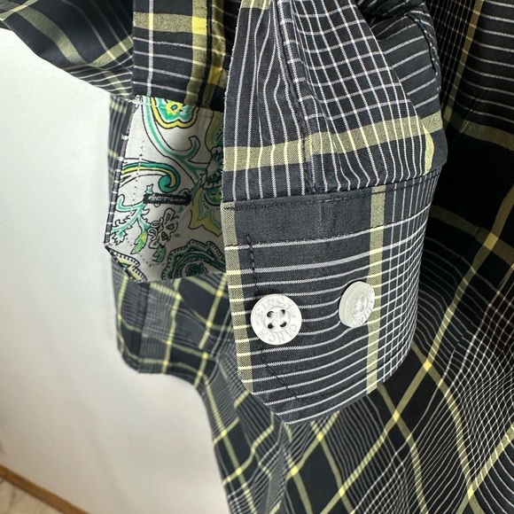 Cinch Black and Yellow Checkered Plaid Shirt Western - Picture 4 of 9